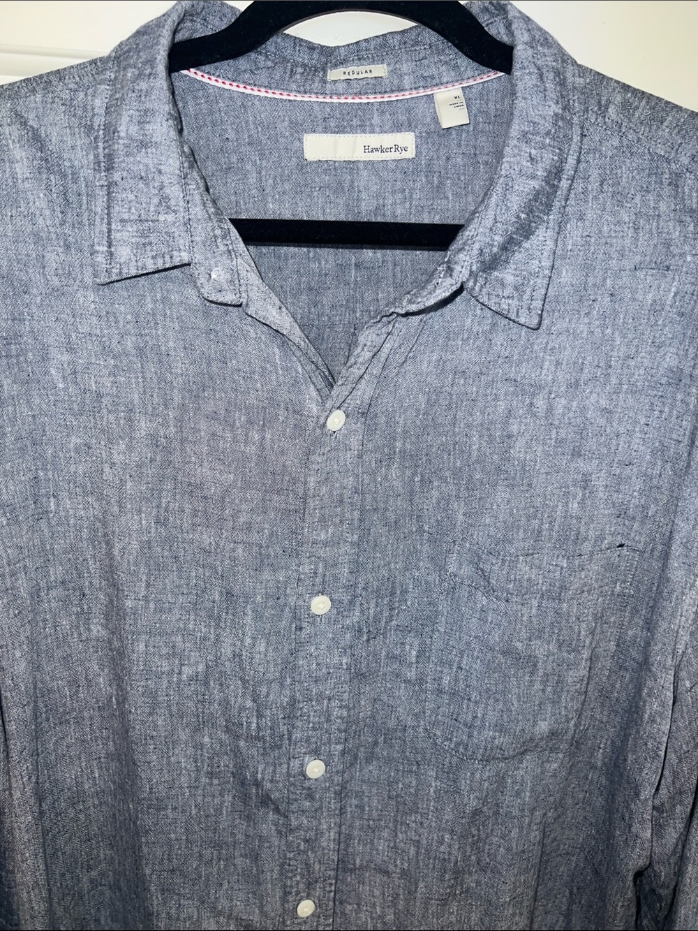 Men's Light Blue Linen-Blend Button Down Shirt
